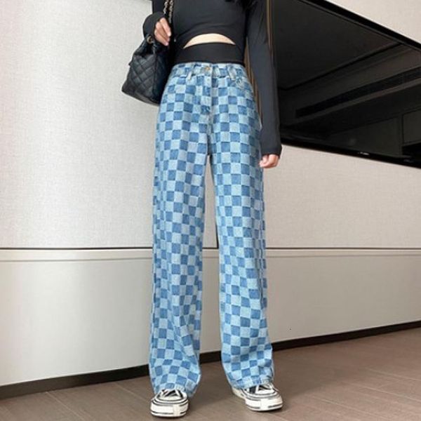 

women's jeans ebaihui fashion wide leg trousers for plus-size wear the european and american style straight pants summer l93o, Blue