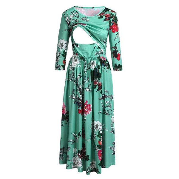 

maternity dresses elegant dress mujer floral flowers clothes for pregnant women mother long sleeve nursing pregnancy vestidos, White