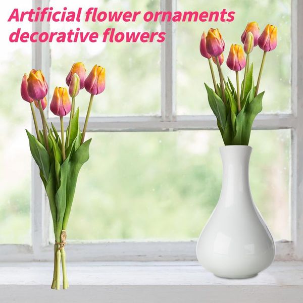 

luxury bouquet decorative artificial flower nova-nature simulation tulip bundle with 4 and 3 buds wedding decoration party favor