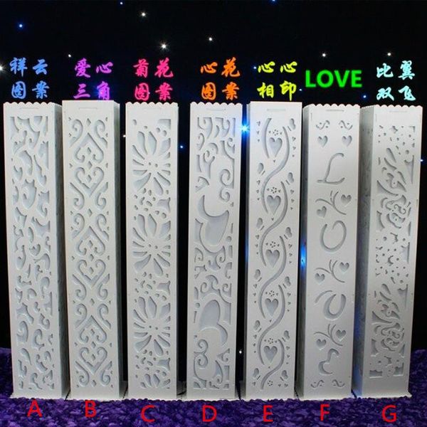

party decoration 6pcs wedding t-road column carved pillar stand with warm white led light