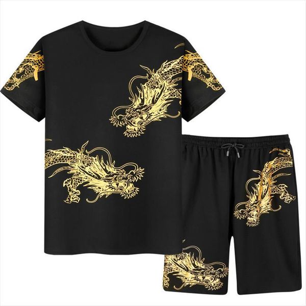 

summer shirts and shorts fashion mens tracksuit casual plus size 8xl 9xl printed dragon male sweatshirt brand hip hop clothing, Gray