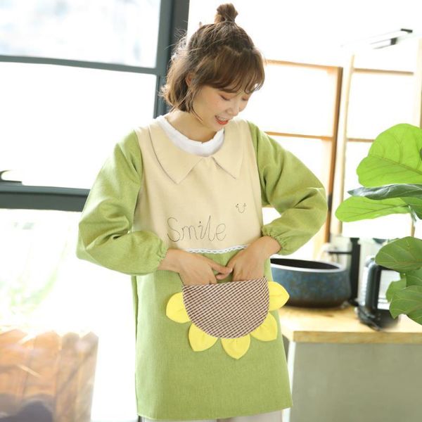 

aprons 2021 long-sleeve waterproof apron women fashion home kitchen workwear