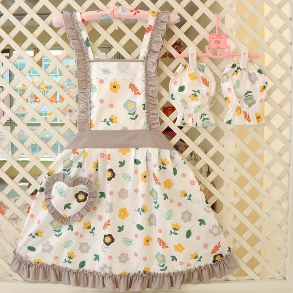 

aprons kitchen for women cotton pastoral household apron restaurant wipeable waterproof cuisine female baking accessories