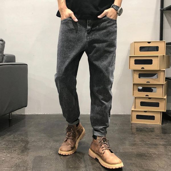 

casual jeans for autumn and winter mens loose fit fashion pants streetwear men's trousers, Blue