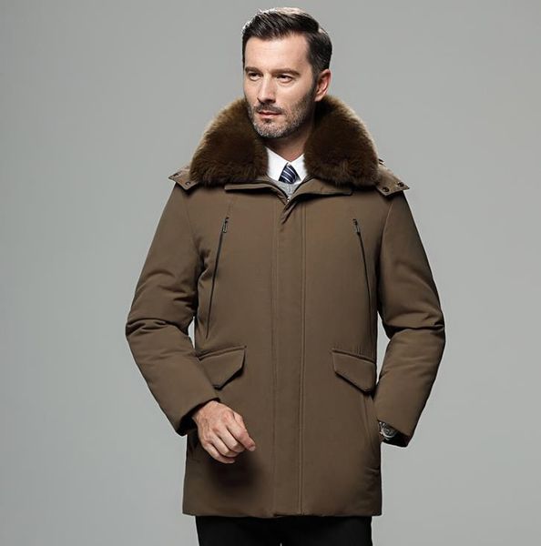 

men's winter coat jacket down thick hooded fur collar clothes warm black & parkas