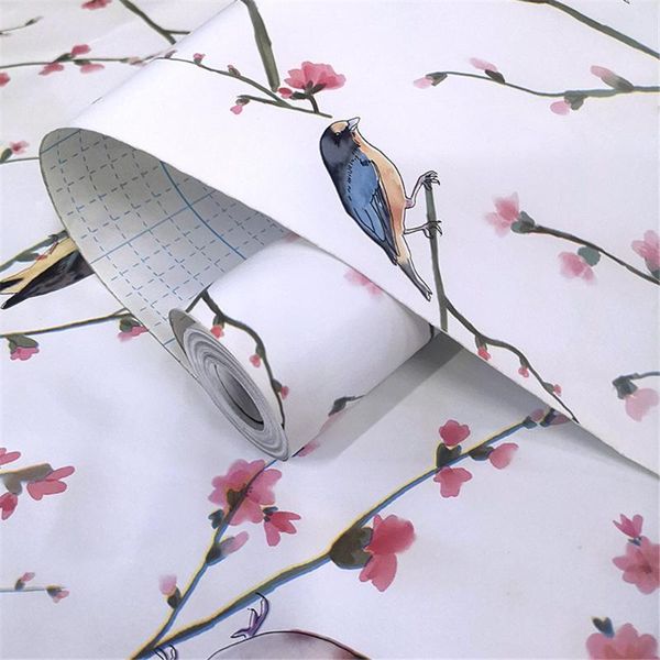 

wallpapers self adhesive floral bird wallpaper modern pink flower living room bedroom kitchen bathroom wall paper home decoration
