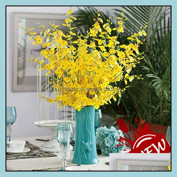 Coroas decorativas festivas suprimentos jardimenvintage flores artificiais oncidium hybridum 98 cm / 38,6 polegadas Phalaenopsis para casamento caseiro