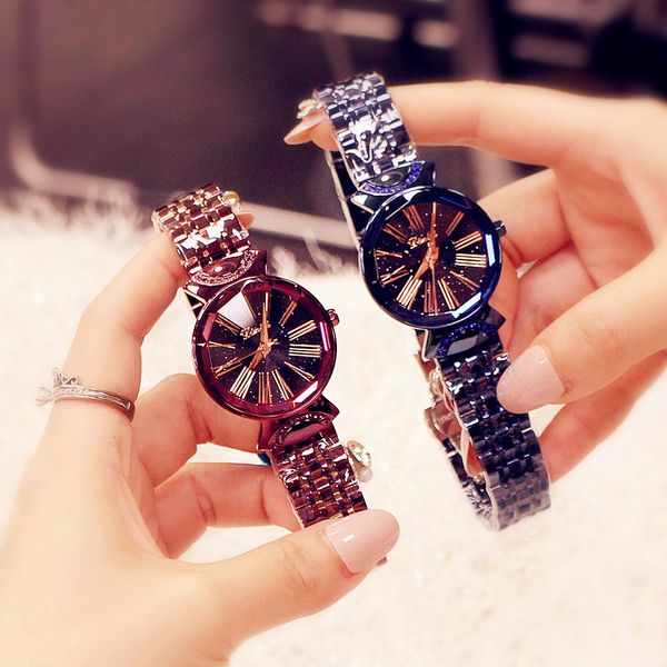 

watch fashionable net red women's band bracelet quartz waterproof, Slivery;brown