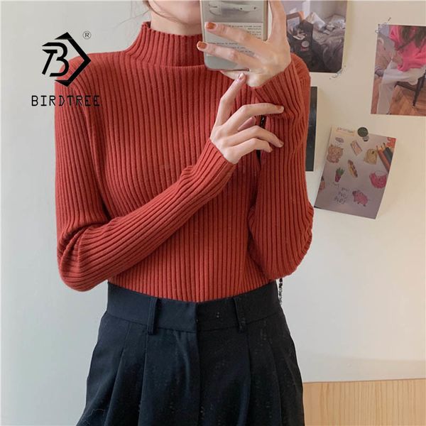 

turtleneck knitted sweater women slim soft jumper slim sweaters casual female winter knitting elasticity pullovers t07509r 210419, White;black