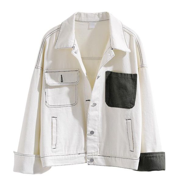 

women's jackets nice autumn denim jacket female oversized coat vintage fashion long sleeve frayed trim outerwear chic loose, Black;brown