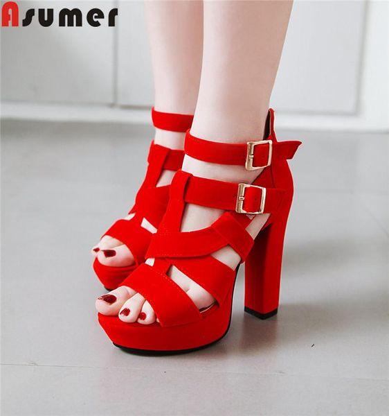 

dress shoes asumer 2021 summer sandals peep toe buckle zip thick high heels elegant prom platform gladiator women, Black