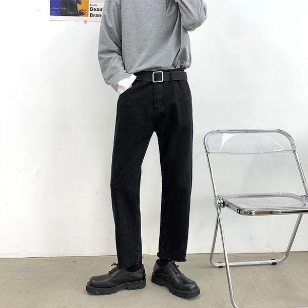 

men's jeans summer black slim fashion retro casual men streetwear loose hip-hop straight denim trousers mens clothing, Blue