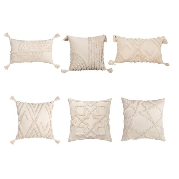 

pillow case tufted cover with tassels boho embroidery pillowcase for home bedroom office sofa chair decoration cushion covers