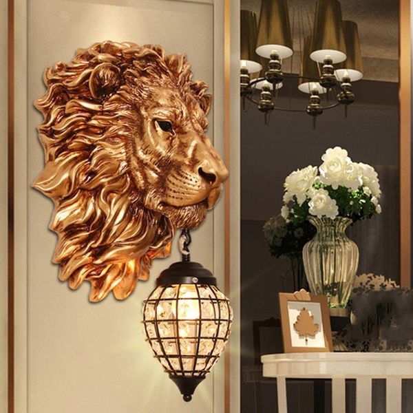 

wall lamp vintage luxury lion shade led home decoration kitchen light bedroom indoor lighting sconce vanity