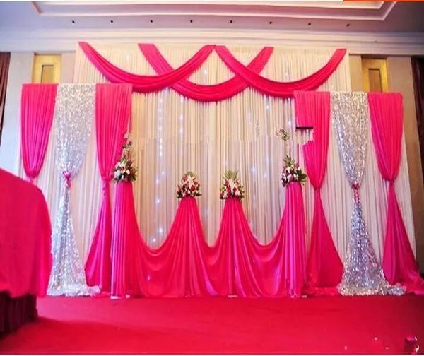 

party decoration expree 3*6m custom design wedding backdrop curtain with swag romantic ice silk stage