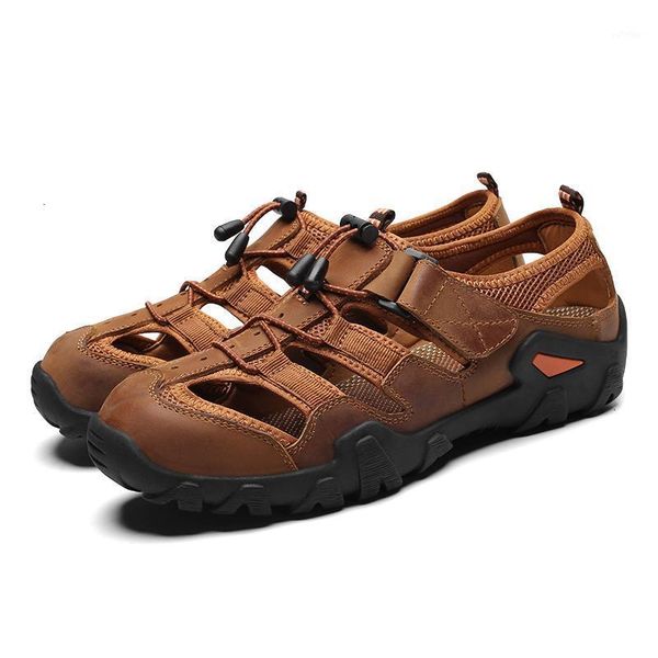 

sandals summer men leather breathable flat outdoor comfortable casual big size 48 footwear promotion1 pjlv, Black