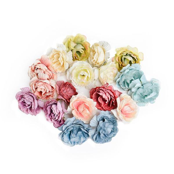 

decorative flowers & wreaths 20 pieces 5cm artificial flower silk rose head wedding party home decoration diy scrapbooking wreath fake