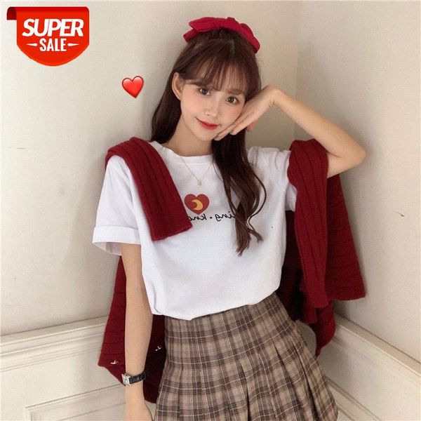 

new korean version of loose short-sleeved t-shirt female love letter printing white student half-sleeved shirt trend #5i7a