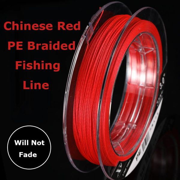 

pe braided fishing line 100m 8 strands never fade chinese red multifilament strong wire carp braid