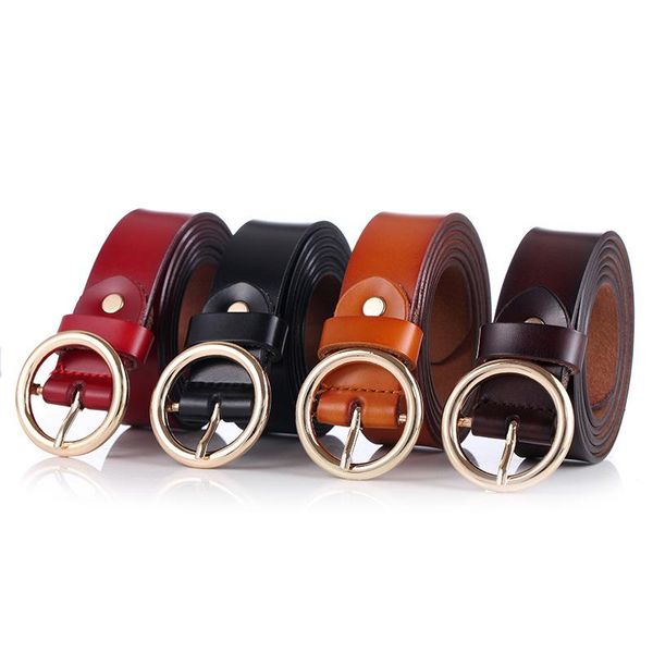 

belts lgfdb771b 2.5cm cm wide women love loop circle design fashion genuine leather, Black;brown