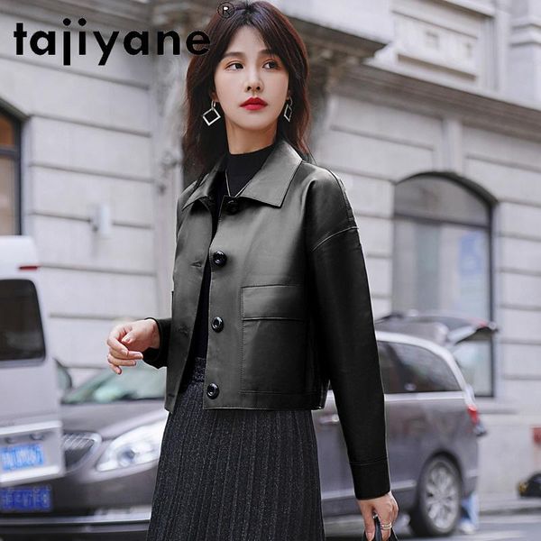 

women's leather & faux tajiyane biker jacket for women spring 2021 short real sheepskin coat female black jackets veste femme pph4964