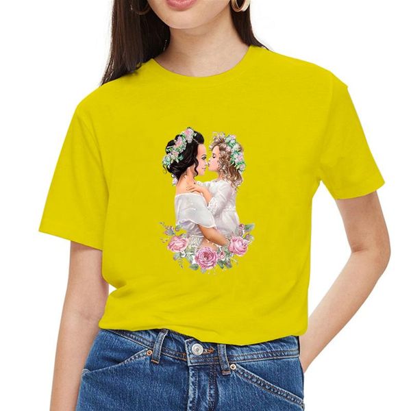 

women's t-shirt mumou super mom t shirt women daughter beauty t-shirts love yellow six colors flower princess summer fashion tshirt, White