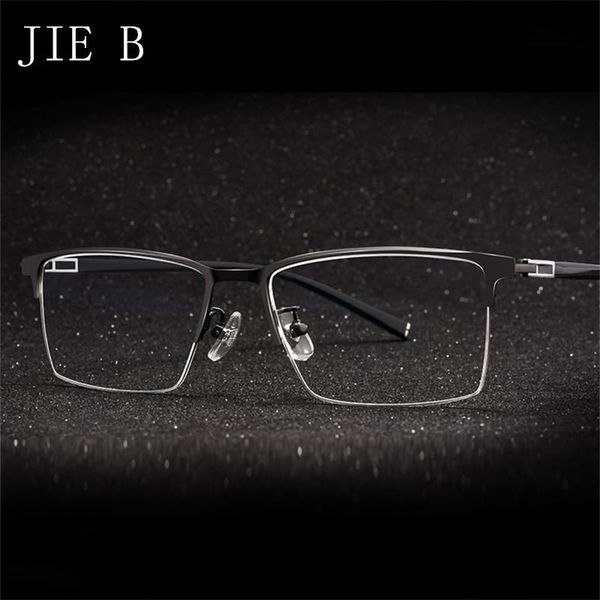 

fashion sunglasses frames prescription mirror business half-frame optical men's ultra-light titanium alloy myopia glasses, Black