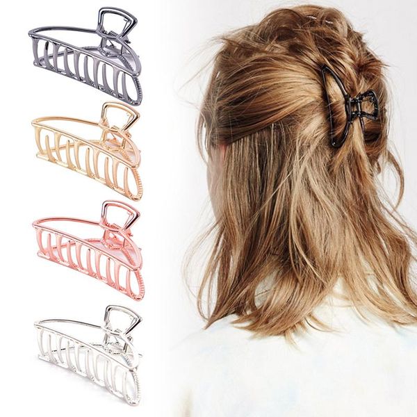 

hair accessories 2021 women girls geometric claw clamps crab moon shape clip solid color hairpin