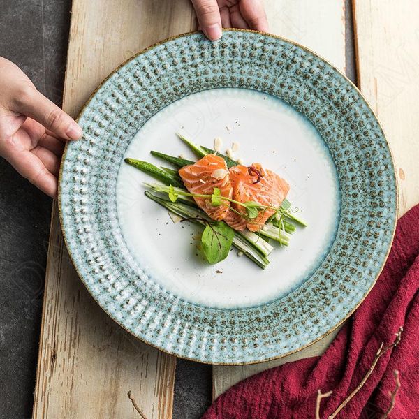 

dishes & plates retro ceramic plate underglazewestern steak dish restaurant serving tray dining table main course relief kitchen tableware
