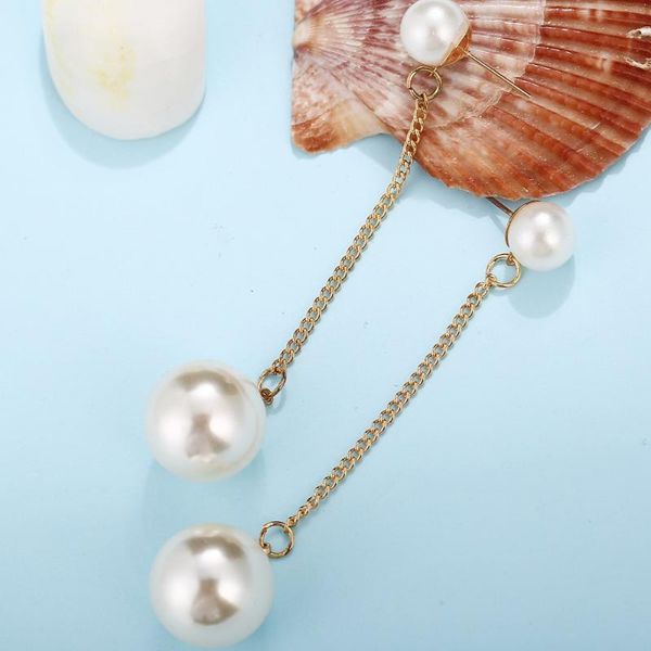 

hoop & huggie wedding jewelry double side big pearl earring earrings ball women party bead ear, Golden;silver