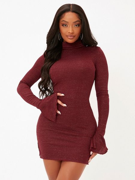 

sxy split cuff bodycon dress j9co#, Black;gray