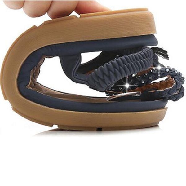 

sandals woman shoes string bead platform summer women party fashion flat, Black