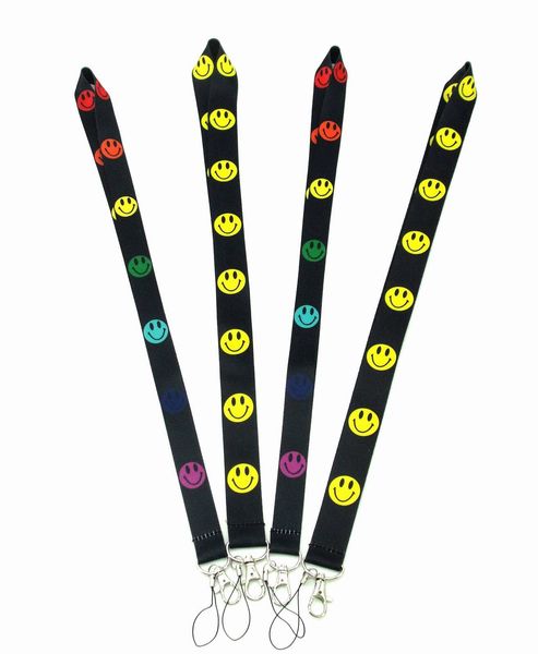 10 Stück Lanyards mit Cartoon-Smiley-Muster, Ausweis, Pass, Handygurte, Abzeichen, Schlüsselhalter, Schlüsselband