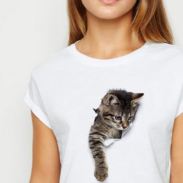 

womens t shirt kawaii casual lovely cat print doyronka xehckan female hipster graphicÂ summer oversize cool punk hip hop women, White