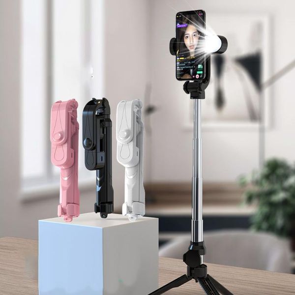 

selfie monopods 2021 bluetooth-compatible wireless stick mini tripod extendable monopod light remote shutter for ios android phone