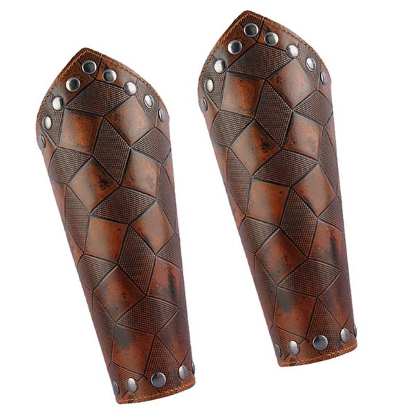 

cuff magideal 2pcs medieval bracers leather gauntlet wristband arm armor, White