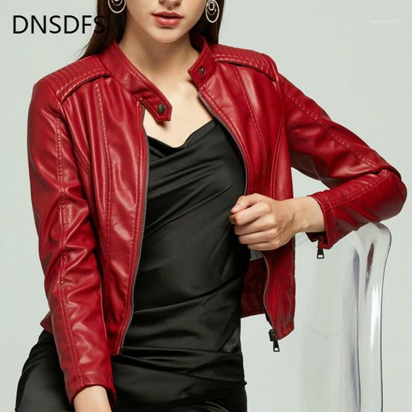 

autumn short jacket women's pu leather red black motorcycle jackets women biker loose korean fashion moto coat & faux
