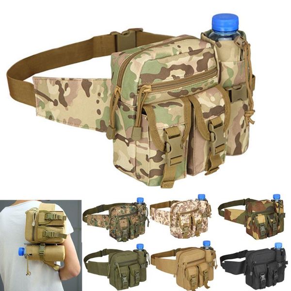

tactical waist bag outdoor sports hiking fishing water bottle phone pouch military hunting camping army camouflage pack bags