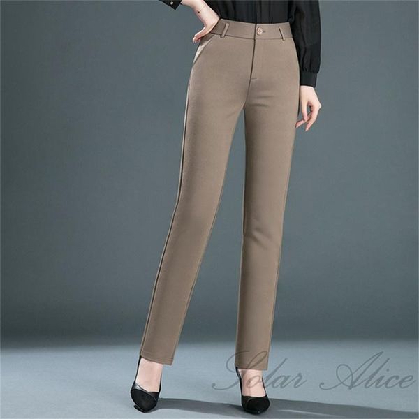 

women's pants & capris 2021 spring and autumn high waist straight casual loose stretch extra large mother, Black;white