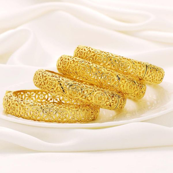 

bangle exquisite gold 60mm openable for women elegant dubai bride wedding ethiopian bracelet africa jewelry party gifts, Black