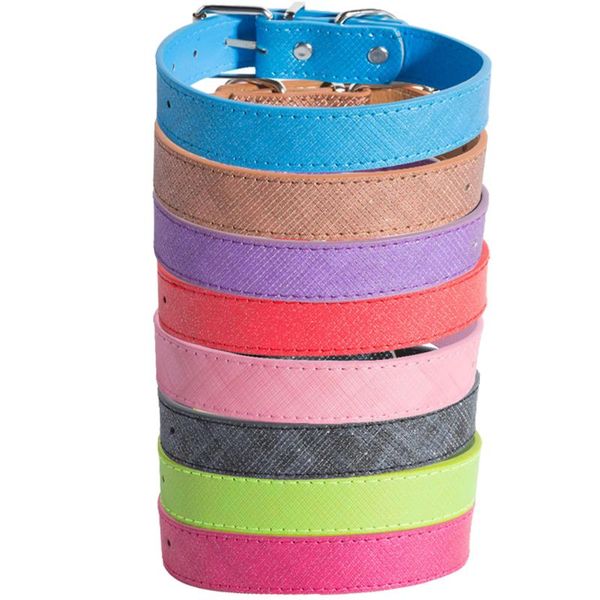 

dog collars & leashes fashion 8colors adjustable pu leather pet collar for puppy cat chihuahua small neck strap size xs s m l supplies