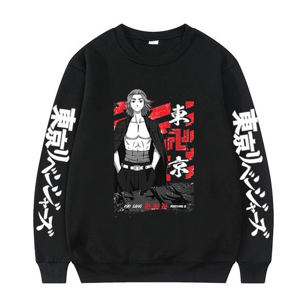 

men's hoodies & sweatshirts japan manga tokyo revengers pattern print sweatshirt long sleeve men women fashion anime style clothes for, Black