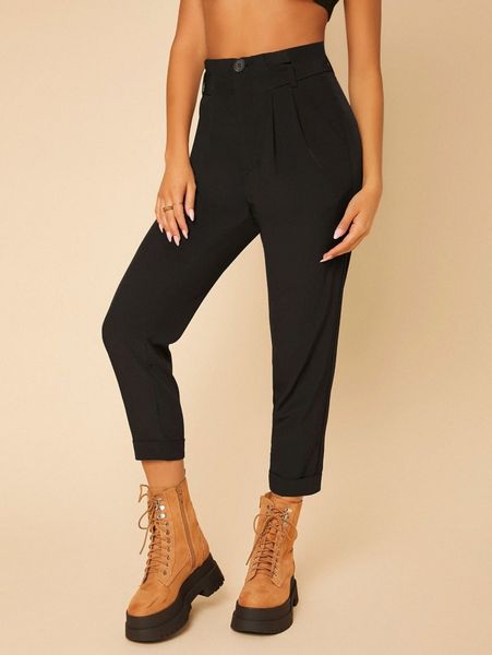 

petite fold pleated tailor pants b3dq#, Black;white