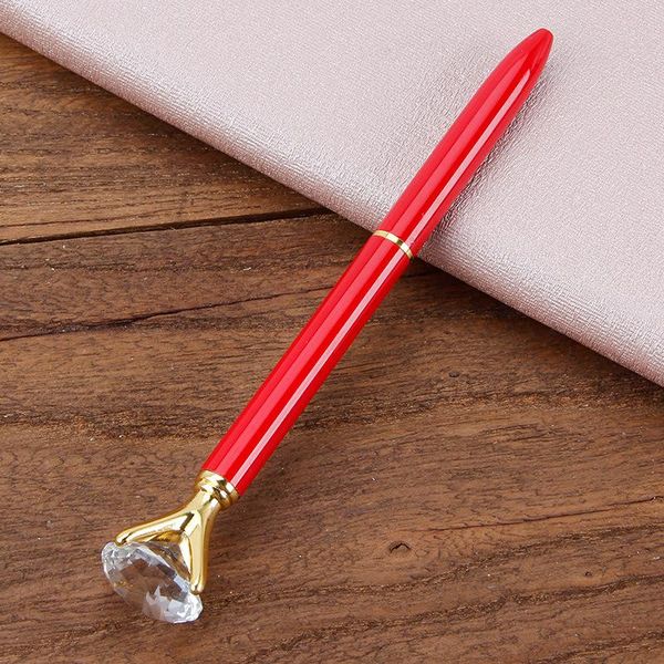 

ballpoint pens cute gem pen crystal glass diamond metal beautiful gift school office supplies, Blue;orange