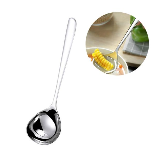 

3pcs 304 stainless steel round soup spoons gloss finish smooth handle