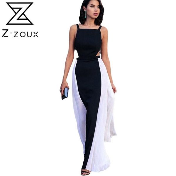 

women dress patchwork spaghetti strap backless high waist long es girl fashion summer es 210513, Black;gray