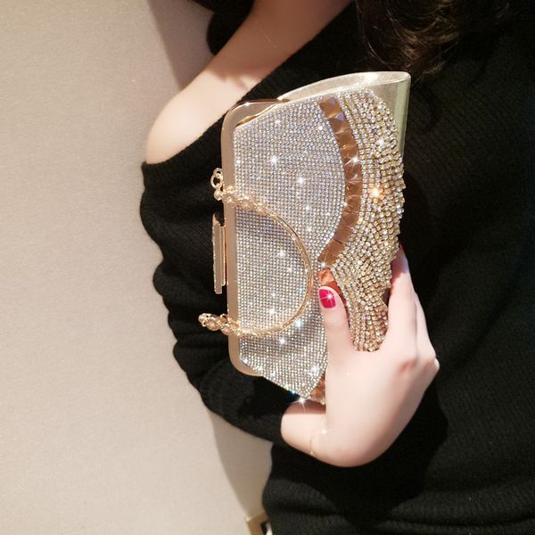 

2021 ladies' dinner bag rhinestone tassel party one shoulder handbag
