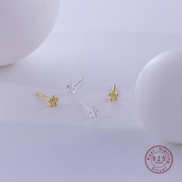 

stud hi man 925 sterling silver korean small flower earrings women exquisite temperament birthday gift jewelry, Golden;silver