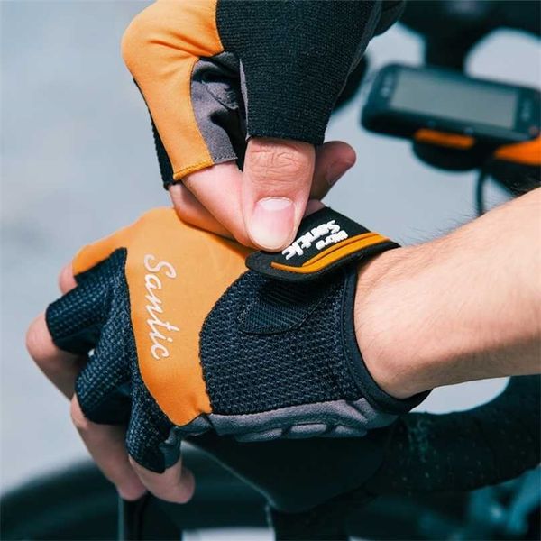 

santic cycling gloves summer bike half finger mtb anti-pilling anti-static asian size wm9p040 211214, Blue;gray