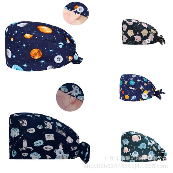 

doctor nurse pet cap, sewing button can hang mask, built-in sweat towel dust-proof work cap